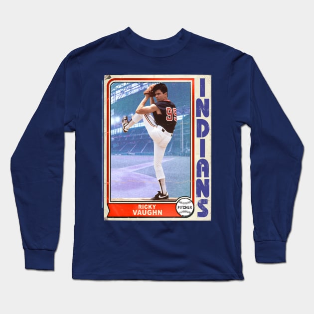 Ricky 'Wild Thing' Vaughn Retro Trading Card Long Sleeve T-Shirt by darklordpug